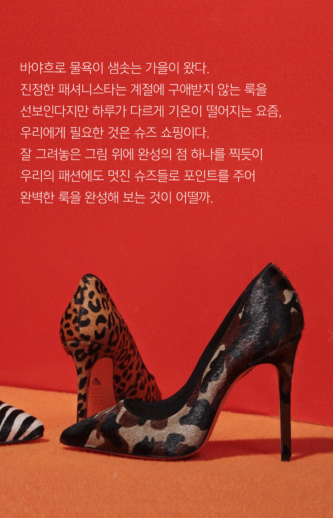 바야흐로 물욕이 샘솟는 가을이 왔다. 진정한 패셔니스타는 계절에 구애받지 않는 룩을 선보인다지만 하루가 다르게 기온이 떨어지는 요즘, 우리에게 필요한 것은 슈츠 쇼핑이다. 잘 그려놓은 그림 위에 완성의 점 하나를 찍듯이 우리의 패션에도 멋진 슈즈들로 포인트를 주어 완벽한 룩을 완성해보는 것은 어떨까