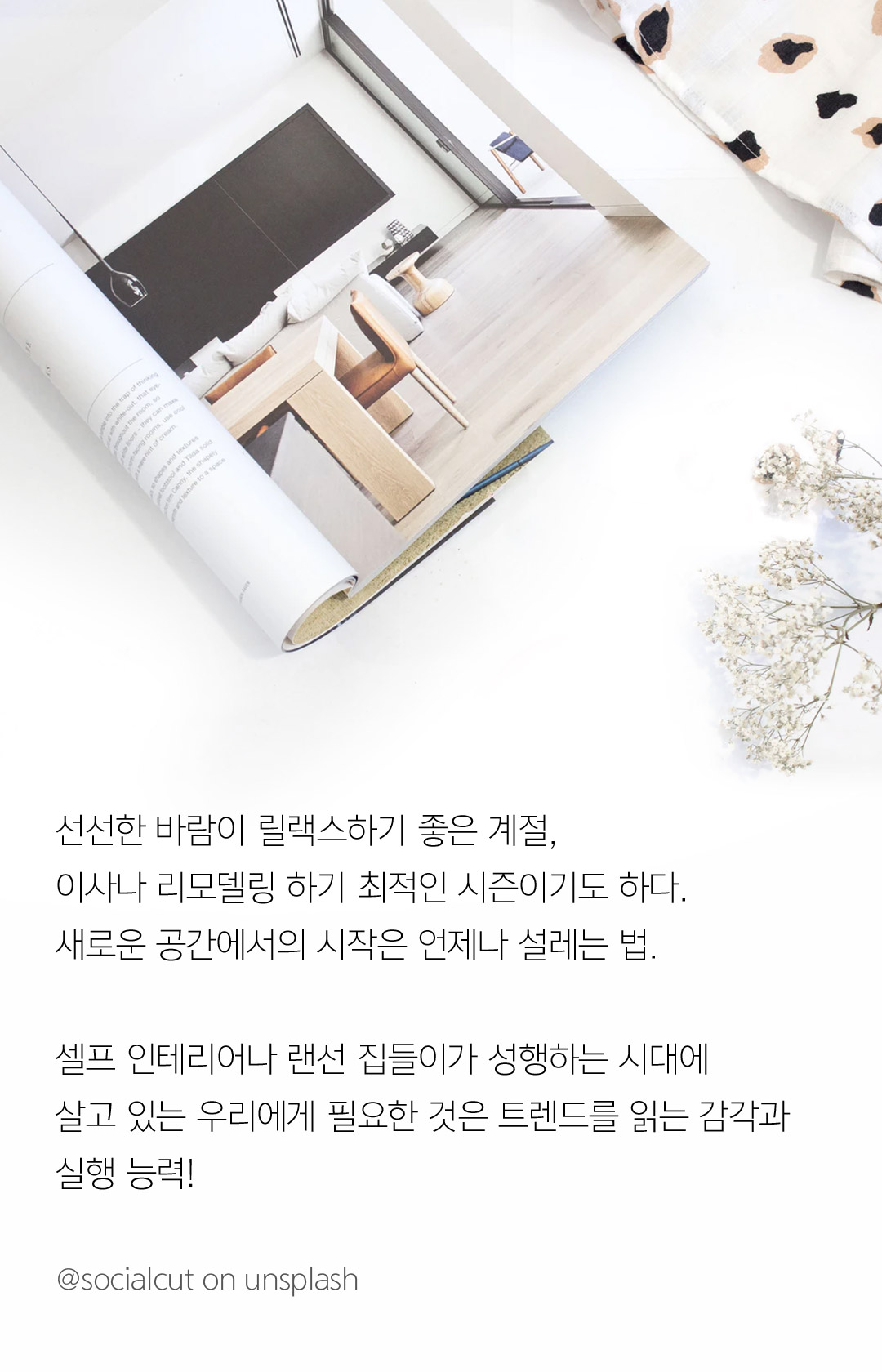 선선한 바람이 릴랙스하기 좋은 계절, 이사나 리모델링 하기 최적인 시즌이기도 하다.새로운 공간에서의 시작은 언제나 설레는 법.셀프 인테리어나 랜선 집들이가 성행하는 시대에 살고 있는 우리에게 필요한 것은 트렌드를 읽는 감각과 실행 능력!